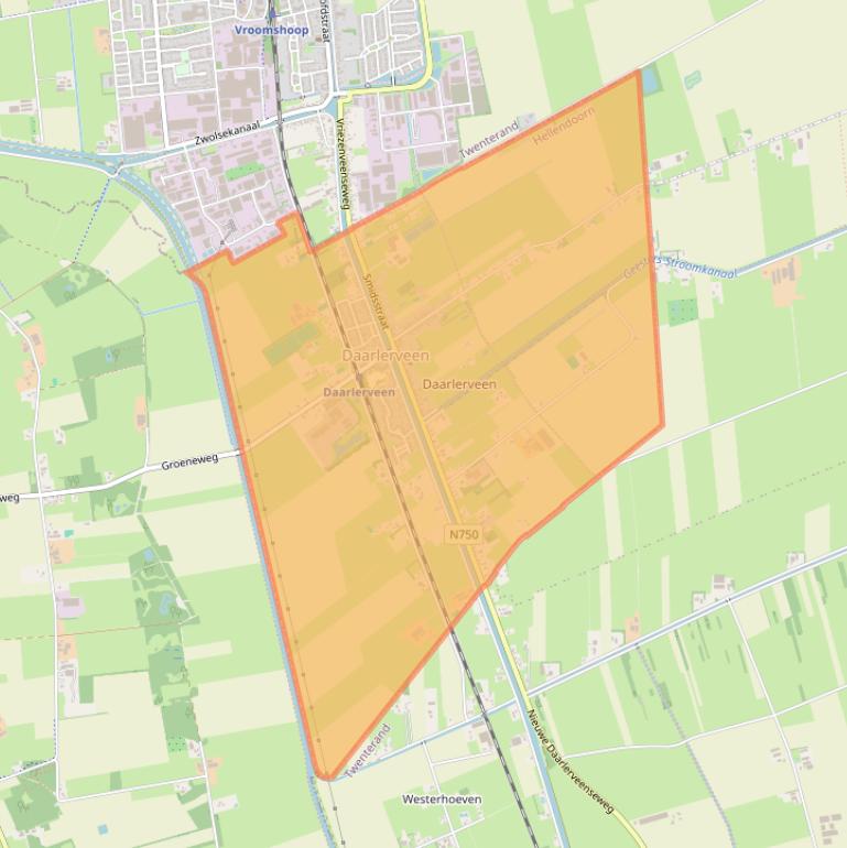 Kaart van postcodegebied 7687.