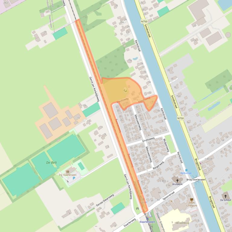 Kaart van postcodegebied 7687AJ.