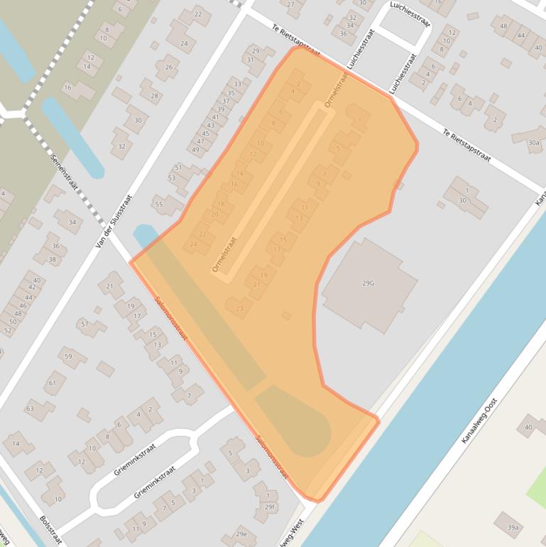 Kaart van postcodegebied 7691DJ.