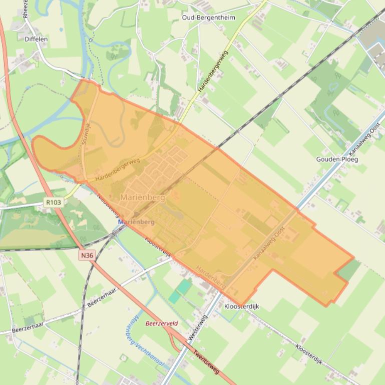 Kaart van postcodegebied 7692.