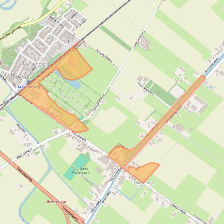 Kaart van postcodegebied 7692PH.