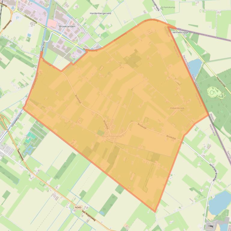 Kaart van postcodegebied 7695.