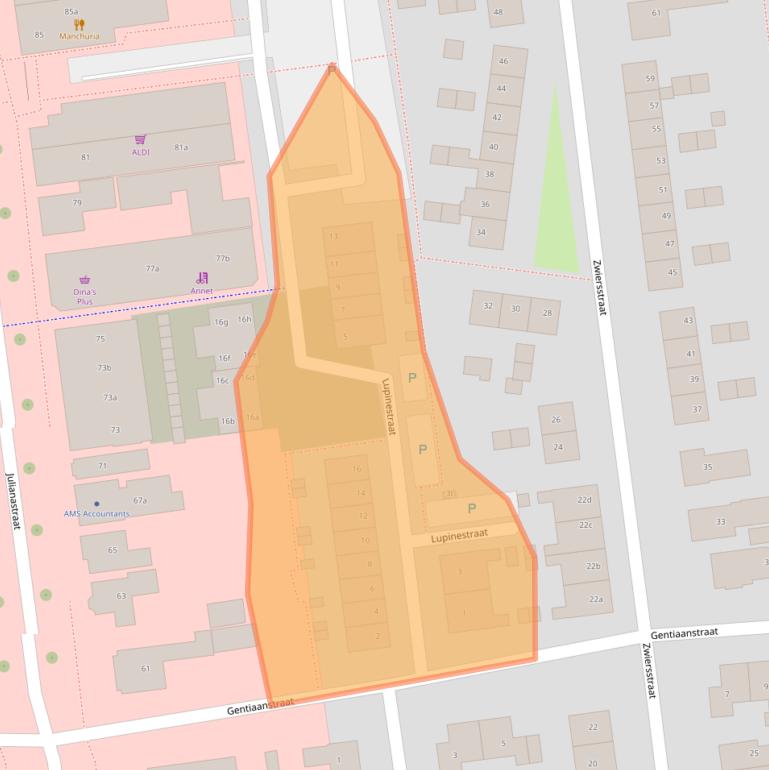 Kaart van postcodegebied 7701EZ.