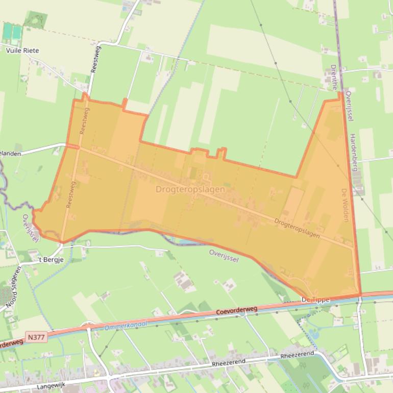 Kaart van postcodegebied 7705.