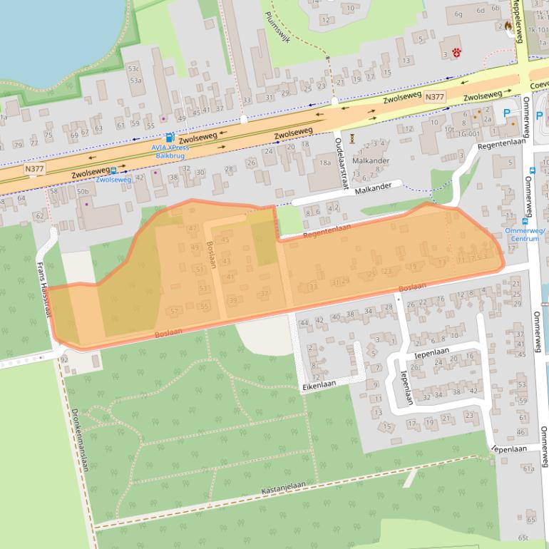 Kaart van postcodegebied 7707AX.