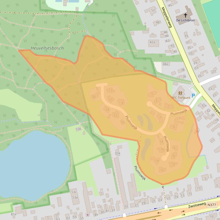 Kaart van postcodegebied 7707CS.