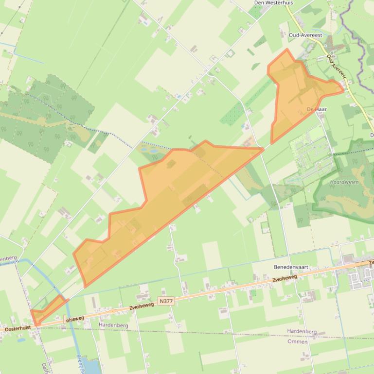 Kaart van postcodegebied 7707RJ.