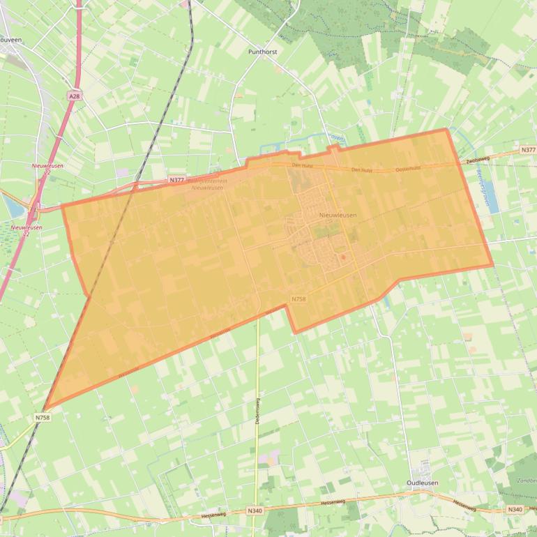 Kaart van postcodegebied 7711.