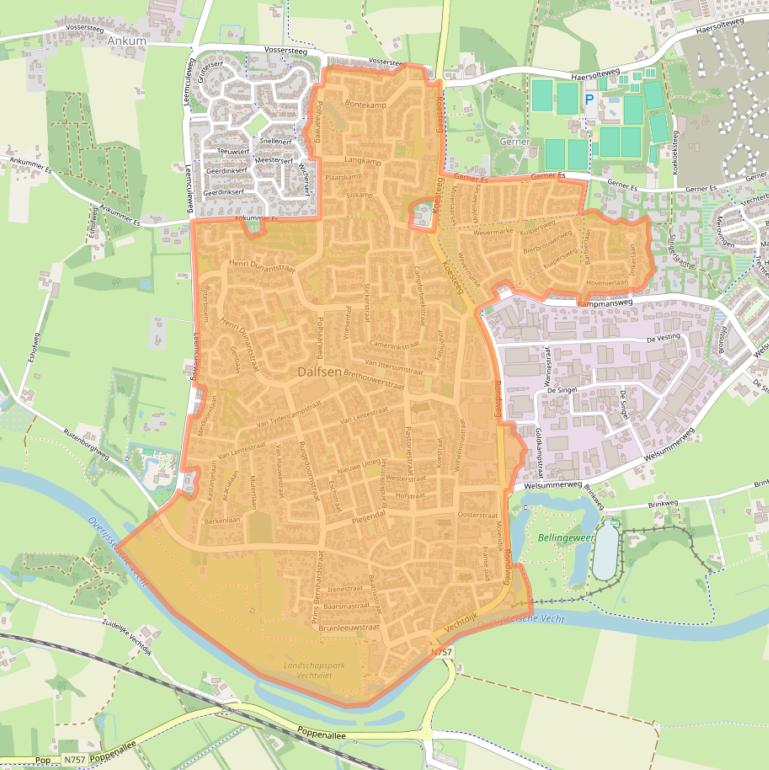 Kaart van postcodegebied 7721.