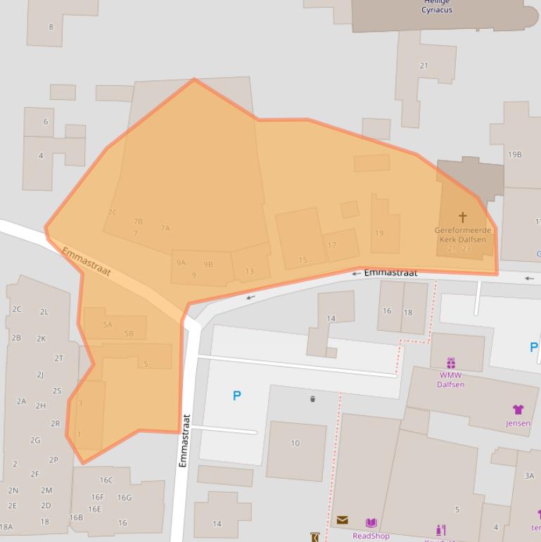 Kaart van postcodegebied 7721DG.