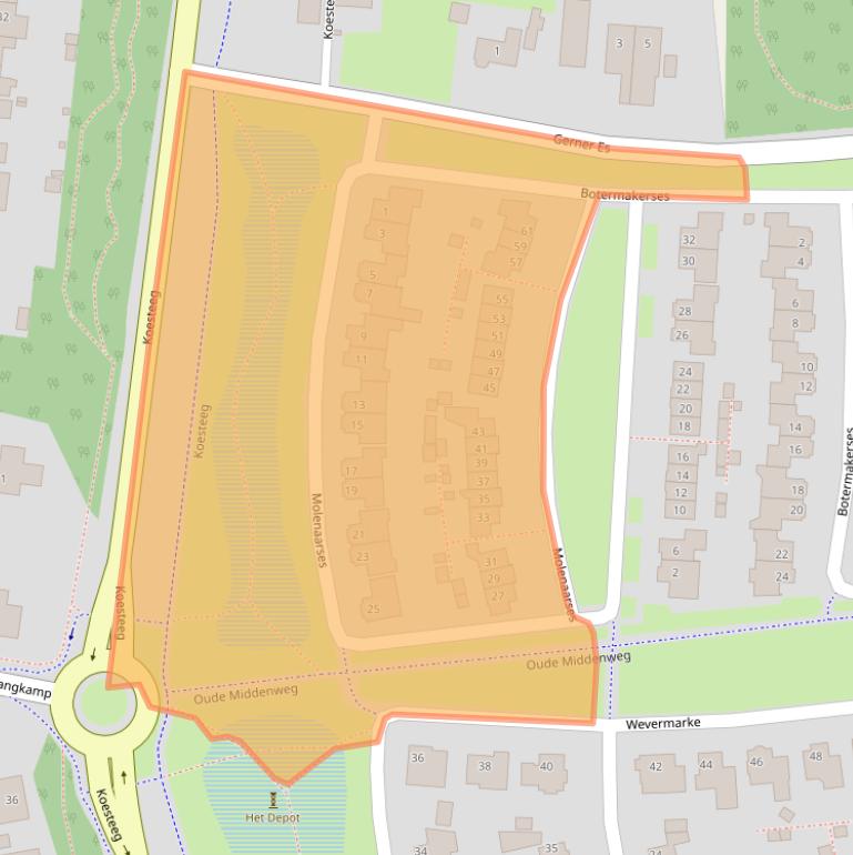 Kaart van postcodegebied 7721KA.