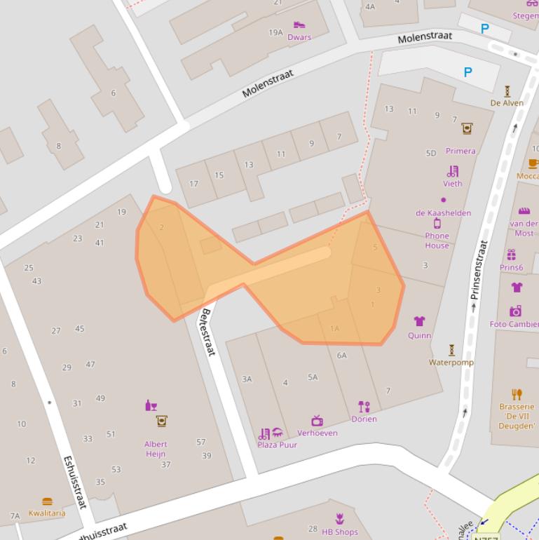 Kaart van postcodegebied 7721LE.