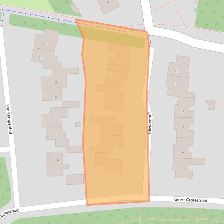 Kaart van postcodegebied 7721WJ.