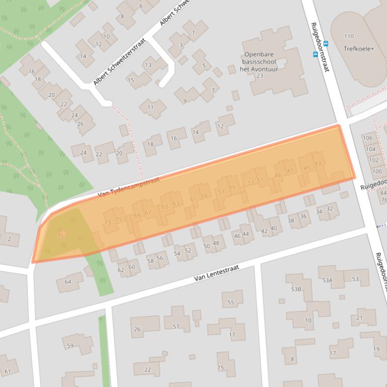 Kaart van postcodegebied 7721XH.