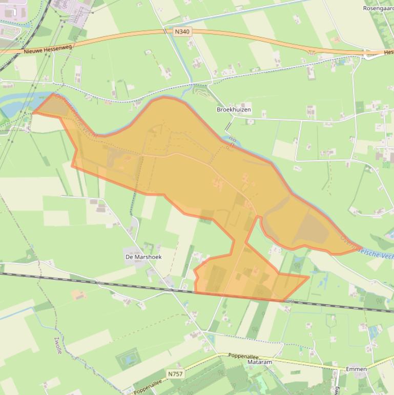 Kaart van postcodegebied 7722KT.