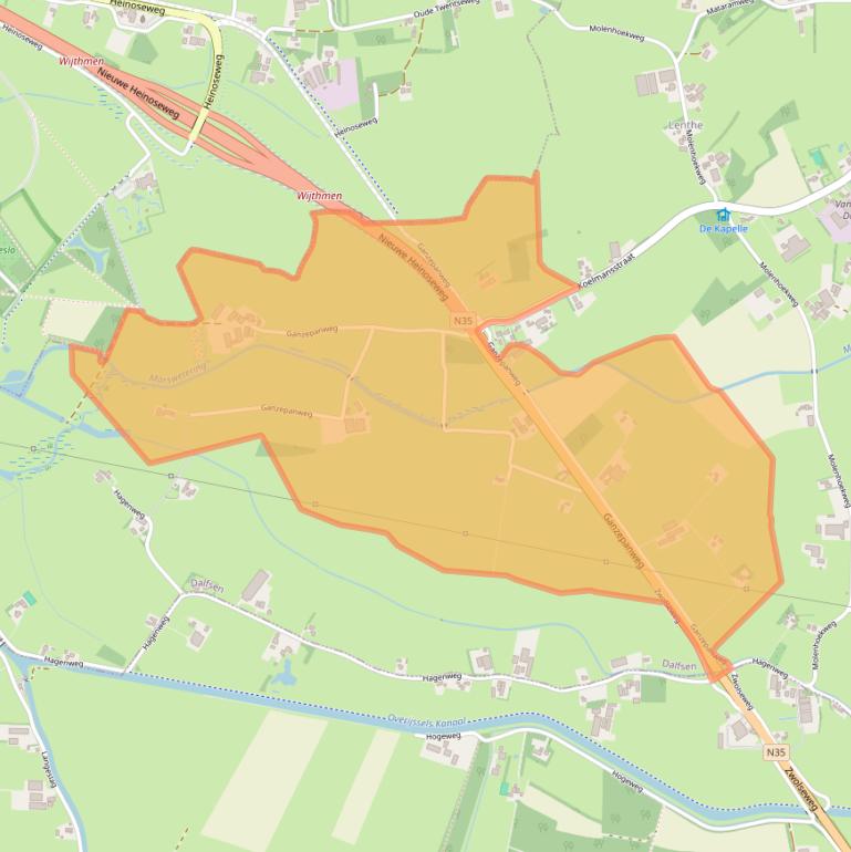 Kaart van postcodegebied 7722MG.