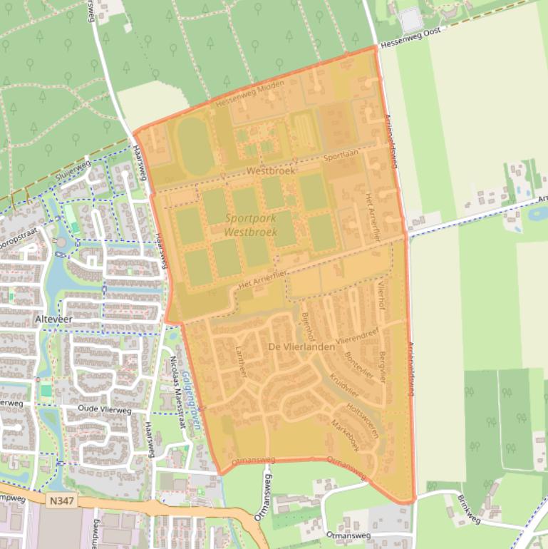 Kaart van postcodegebied 7732.