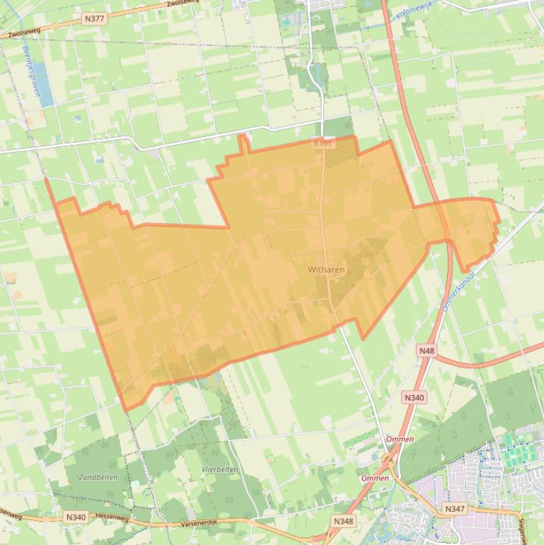 Kaartafbeelding, ingezoomd op postcodegebied 7738.