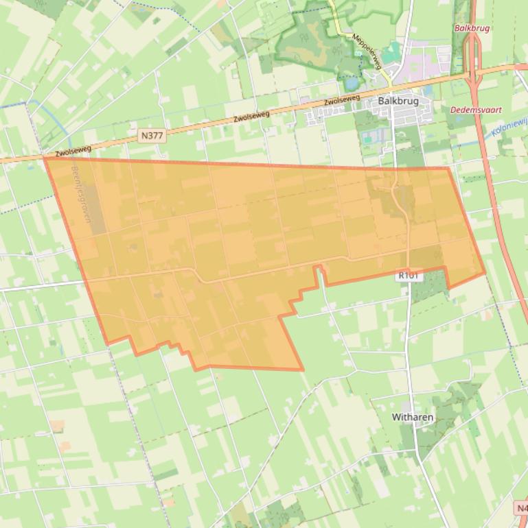 Kaart van postcodegebied 7739.