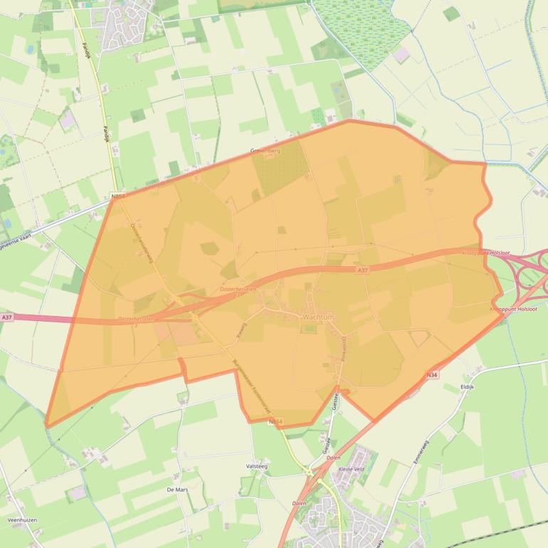 Kaartafbeelding, ingezoomd op postcodegebied 7754.