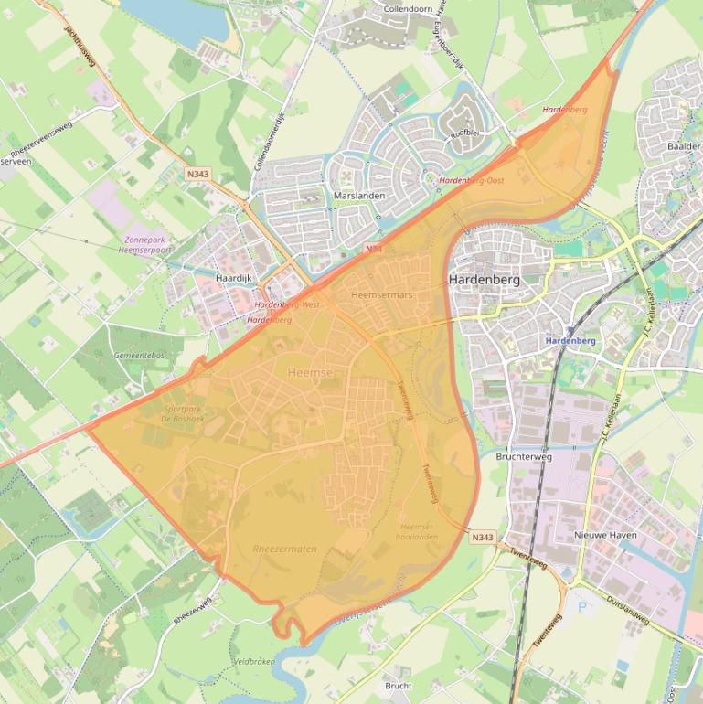 Kaart van postcodegebied 7771.