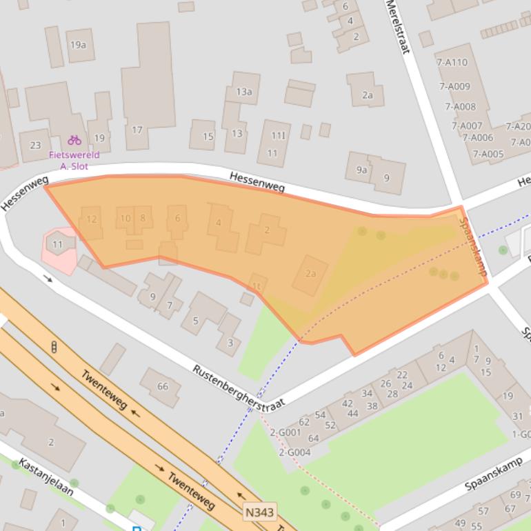 Kaart van postcodegebied 7771CJ.