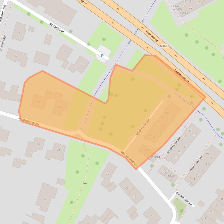 Kaart van postcodegebied 7771WC.