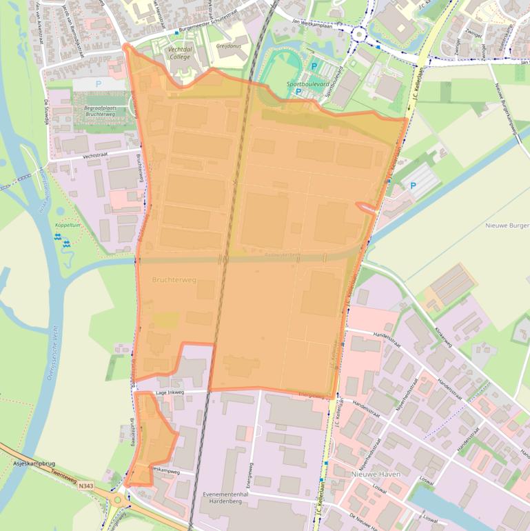 Kaart van postcodegebied 7772BJ.