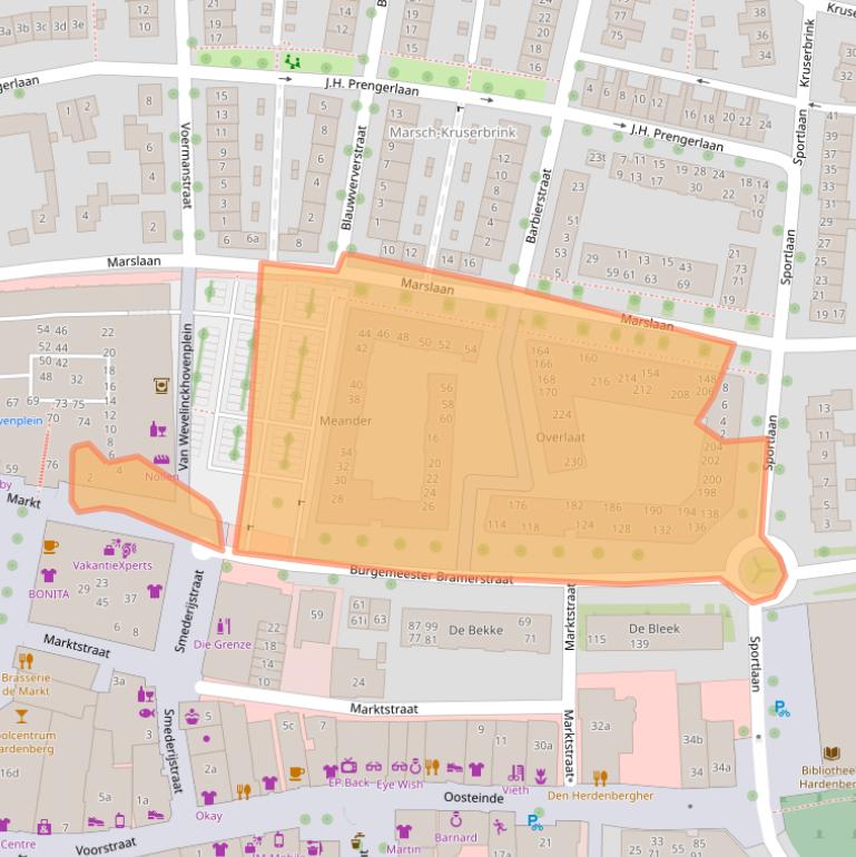 Kaart van postcodegebied 7772CE.