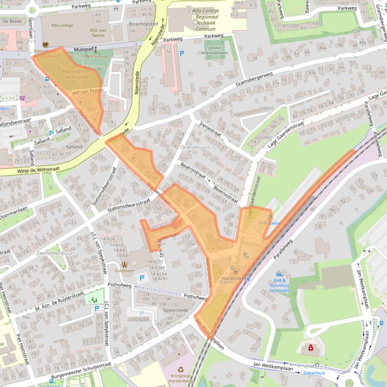 Kaart van postcodegebied 7772CJ.