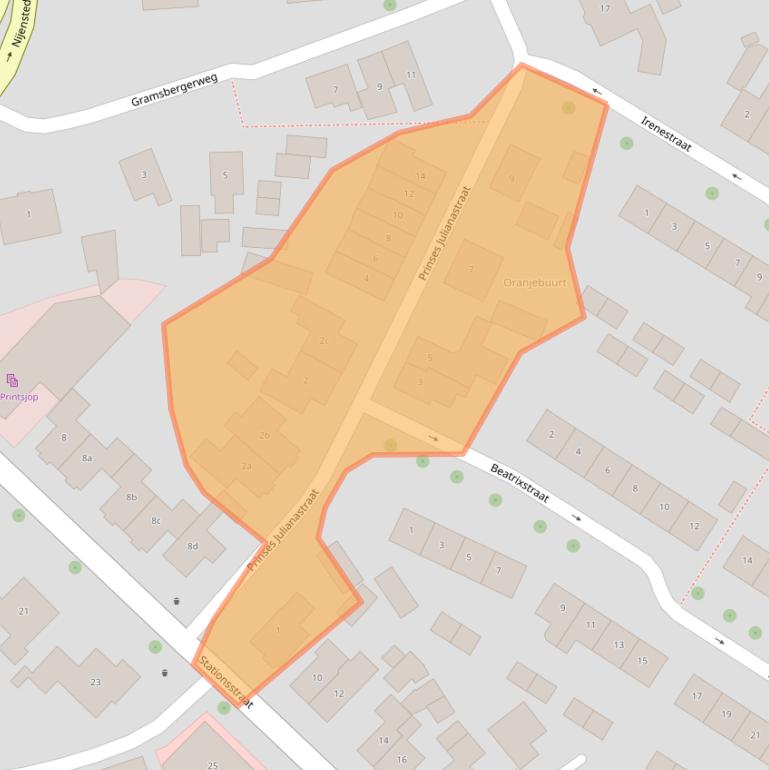 Kaart van postcodegebied 7772CP.