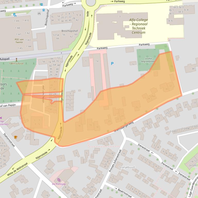 Kaart van postcodegebied 7772CW.