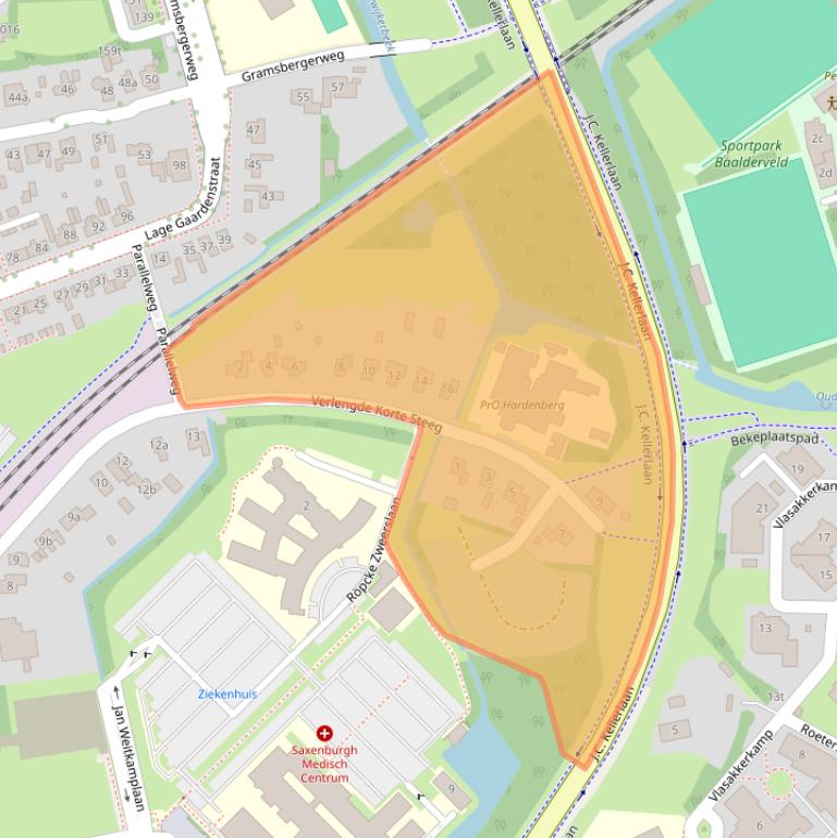 Kaart van postcodegebied 7772RZ.