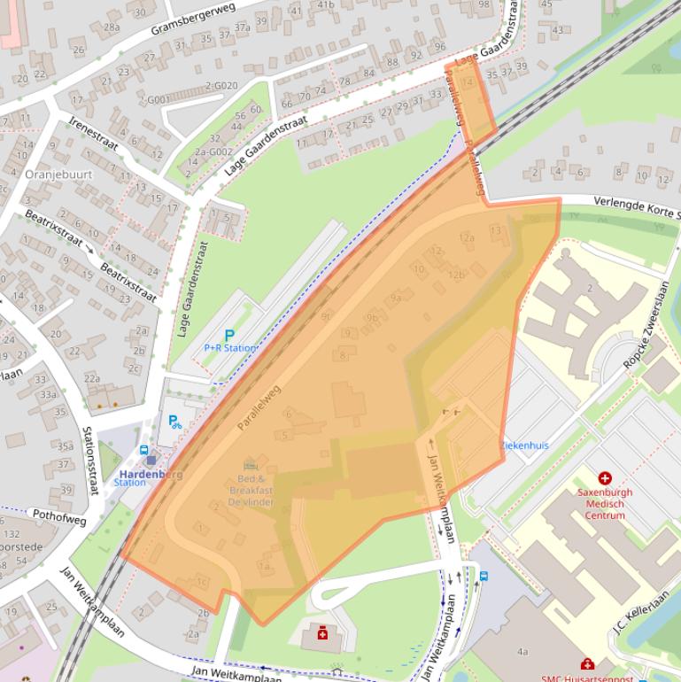 Kaart van postcodegebied 7772SB.