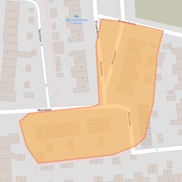 Kaart van postcodegebied 7772XD.