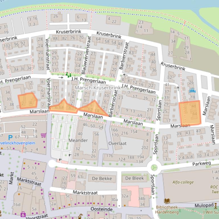 Kaart van postcodegebied 7772XE.