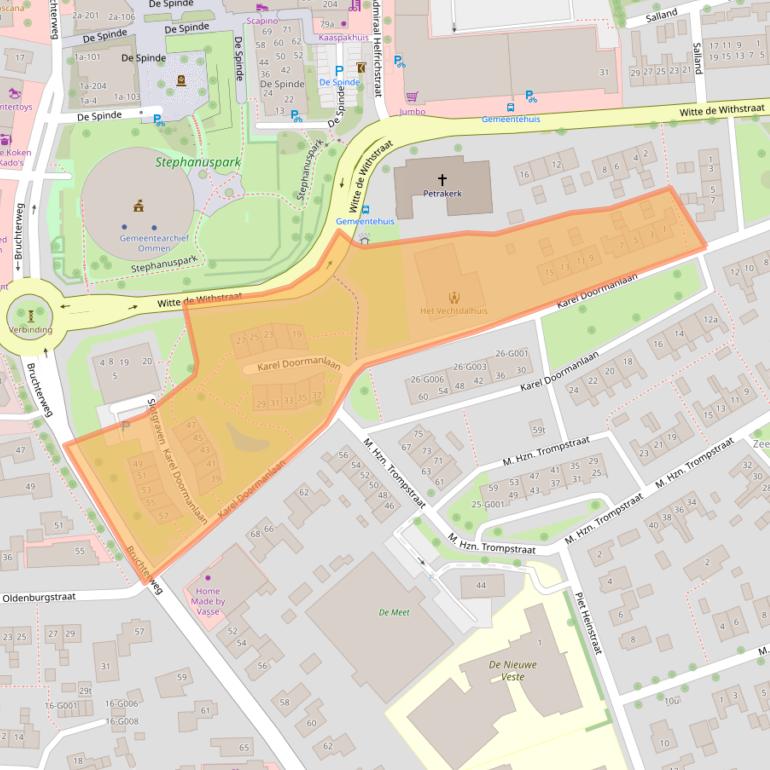 Kaart van postcodegebied 7772XW.