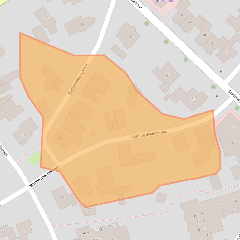 Kaart van postcodegebied 7772ZA.