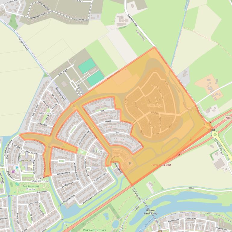 Kaart van postcodegebied 7773CC.
