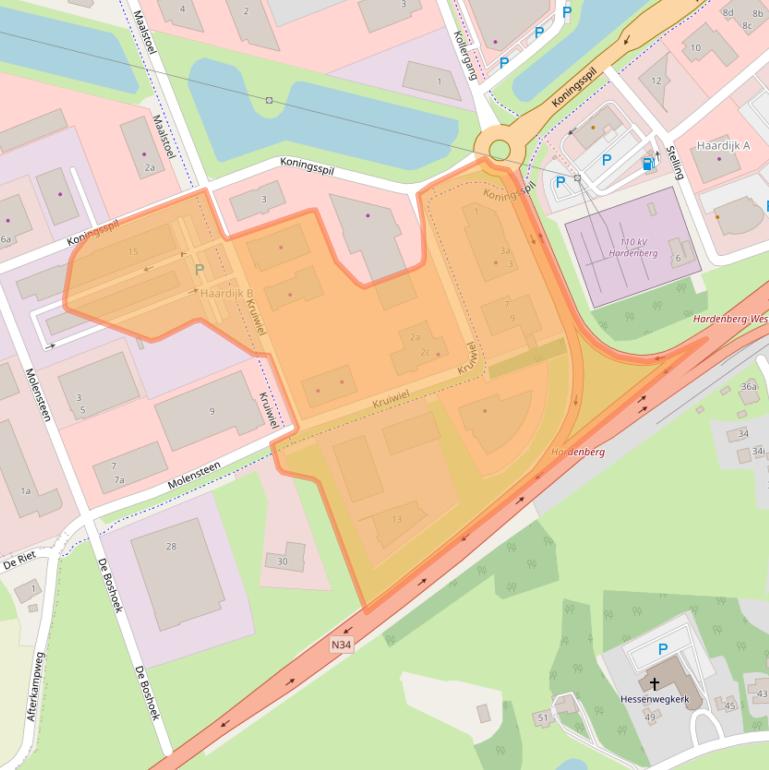 Kaart van postcodegebied 7773NL.