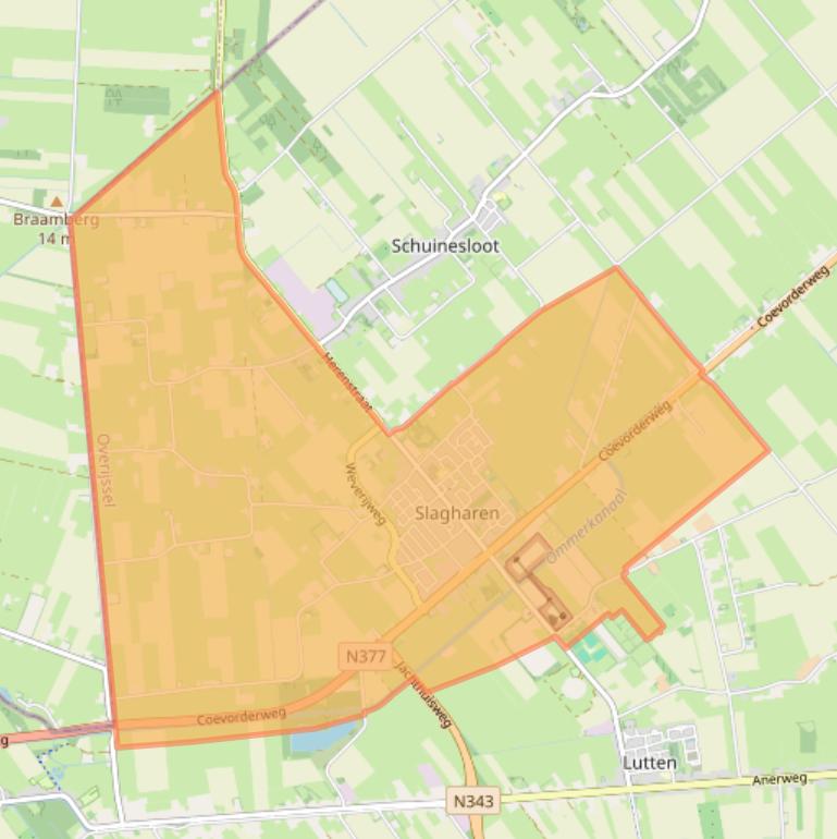 Kaart van postcodegebied 7776.