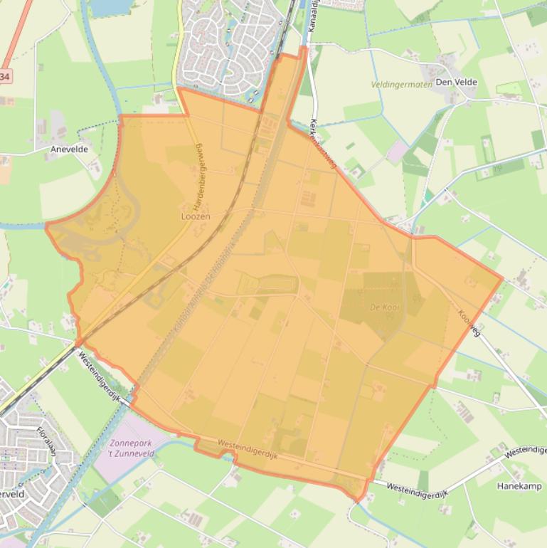 Kaart van postcodegebied 7778.