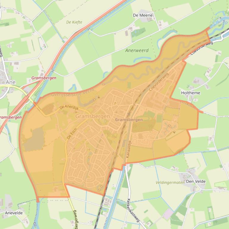 Kaart van postcodegebied 7783.