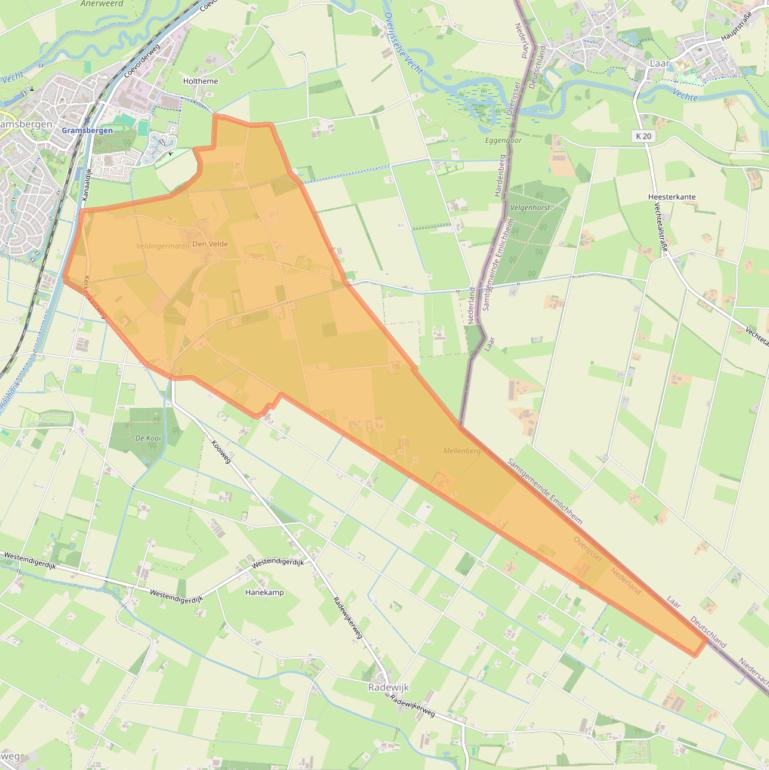 Kaartafbeelding, ingezoomd op postcodegebied 7786.