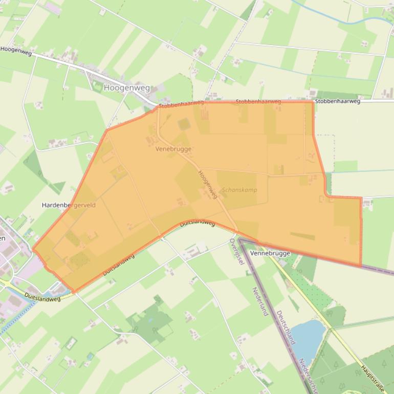 Kaart van postcodegebied 7792.