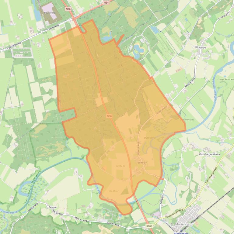 Kaart van postcodegebied 7795.