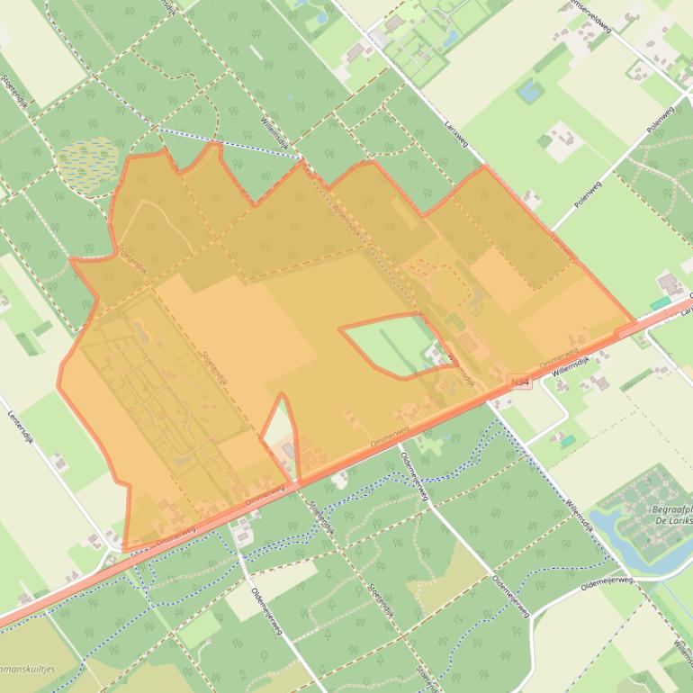 Kaart van postcodegebied 7797RD.