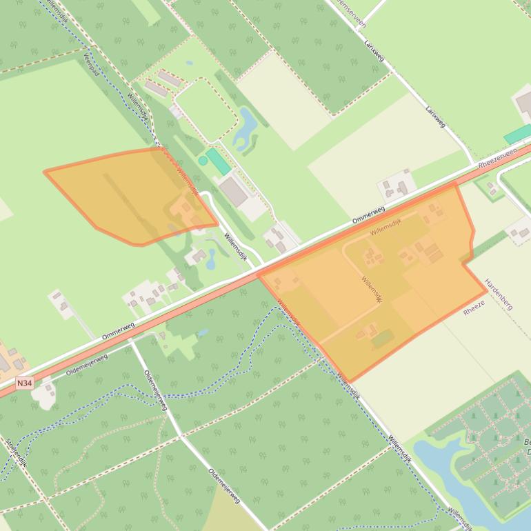 Kaart van postcodegebied 7797RL.