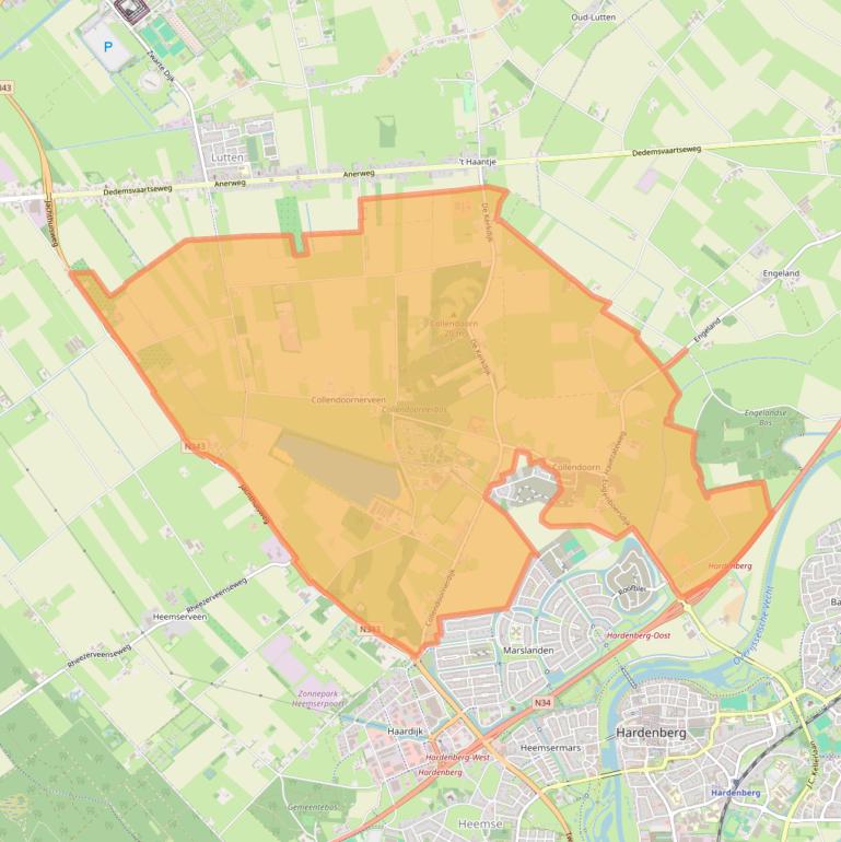 Kaart van postcodegebied 7798.