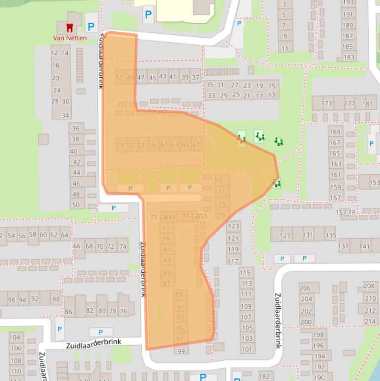 Kaart van postcodegebied 7812GB.